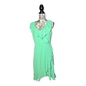 London Times ruffle faux wrap midi dress size 10, new with tags!